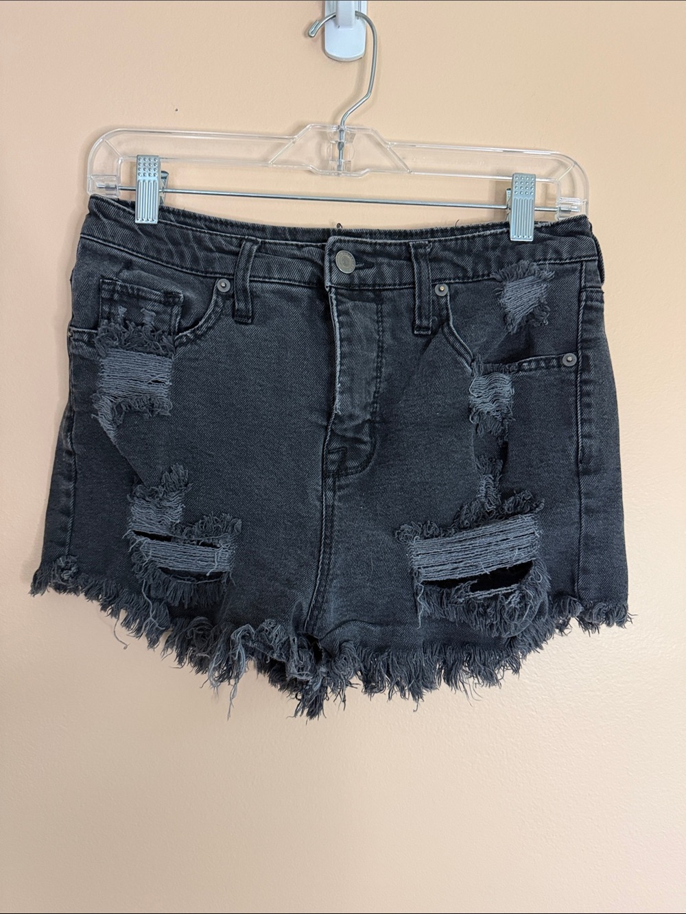 Mossimo Supply Co. Black Distressed Frayed Hem Denim Shorts